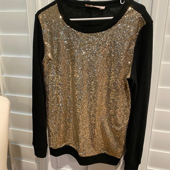 Gold Sequin Knit Blouse - Picture 2 of 2